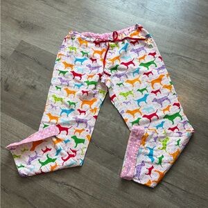 vintage Victoria's Secret PINK flannel pajama pants a rare rainbow dog print M